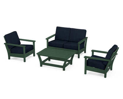 POLYWOOD® Harbour 4-Piece Deep Seating Set in Green / Marine Indigo