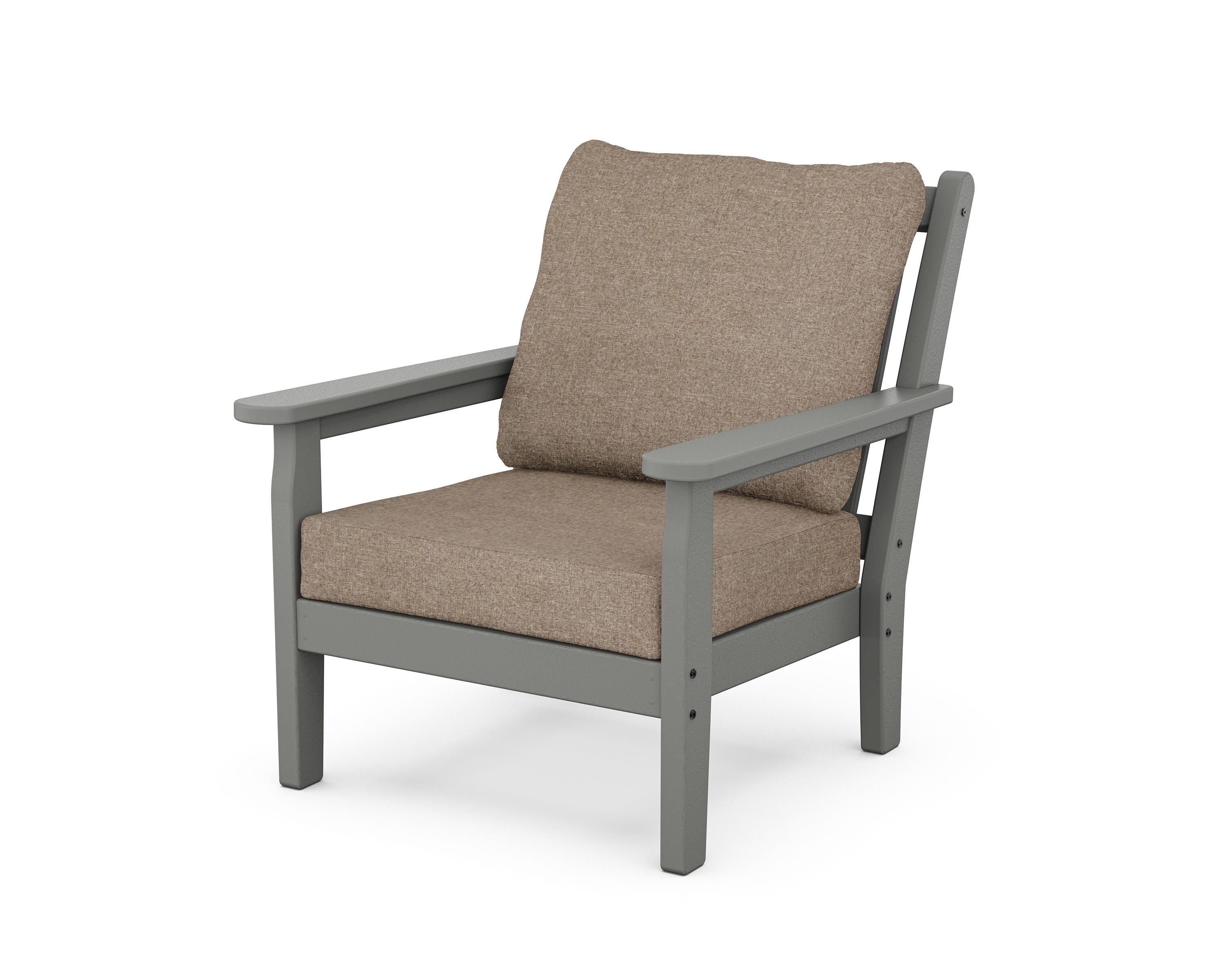 POLYWOOD® Chippendale Deep Seating Chair in Slate Grey / Spiced Burlap