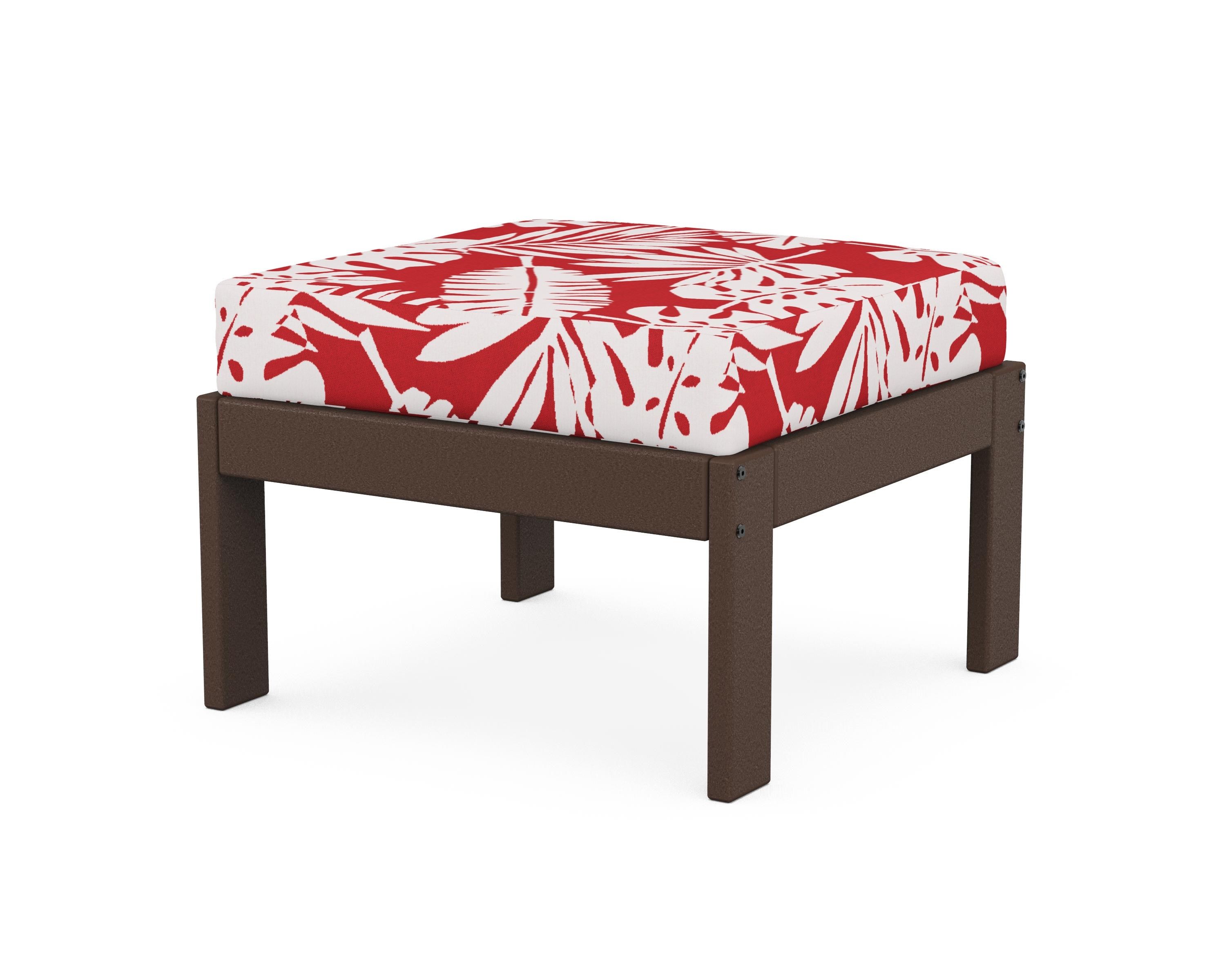 POLYWOOD® Vineyard Modular Ottoman in Mahogany / Leaf Crimson