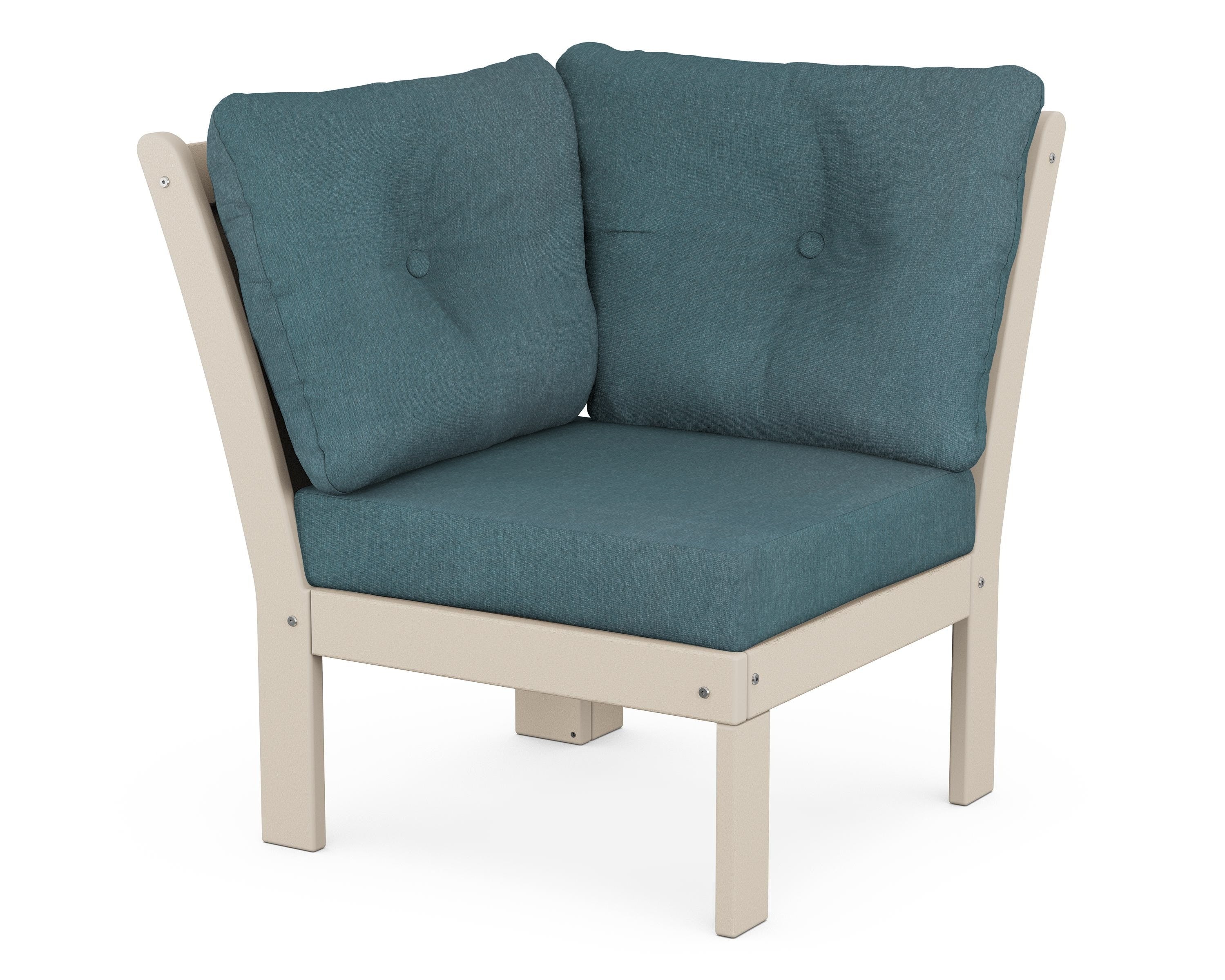 POLYWOOD® Vineyard Modular Corner Chair in Sand / Ocean Teal