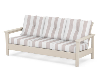 POLYWOOD® Prescott Deep Seating Sofa in Sand / Cabana Stripe Dune Burlap