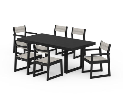 POLYWOOD® EDGE Sling 7-Piece Dining Set in Black / Birch Sling