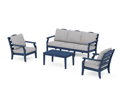 Draper James™ by  POLYWOOD® Savannah 4-Piece Deep Seating Set with Sofa in Navy / Granite
