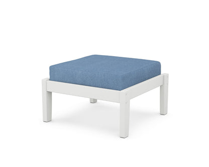 Unbranded Deep Seating Ottoman in White / Sky Blue