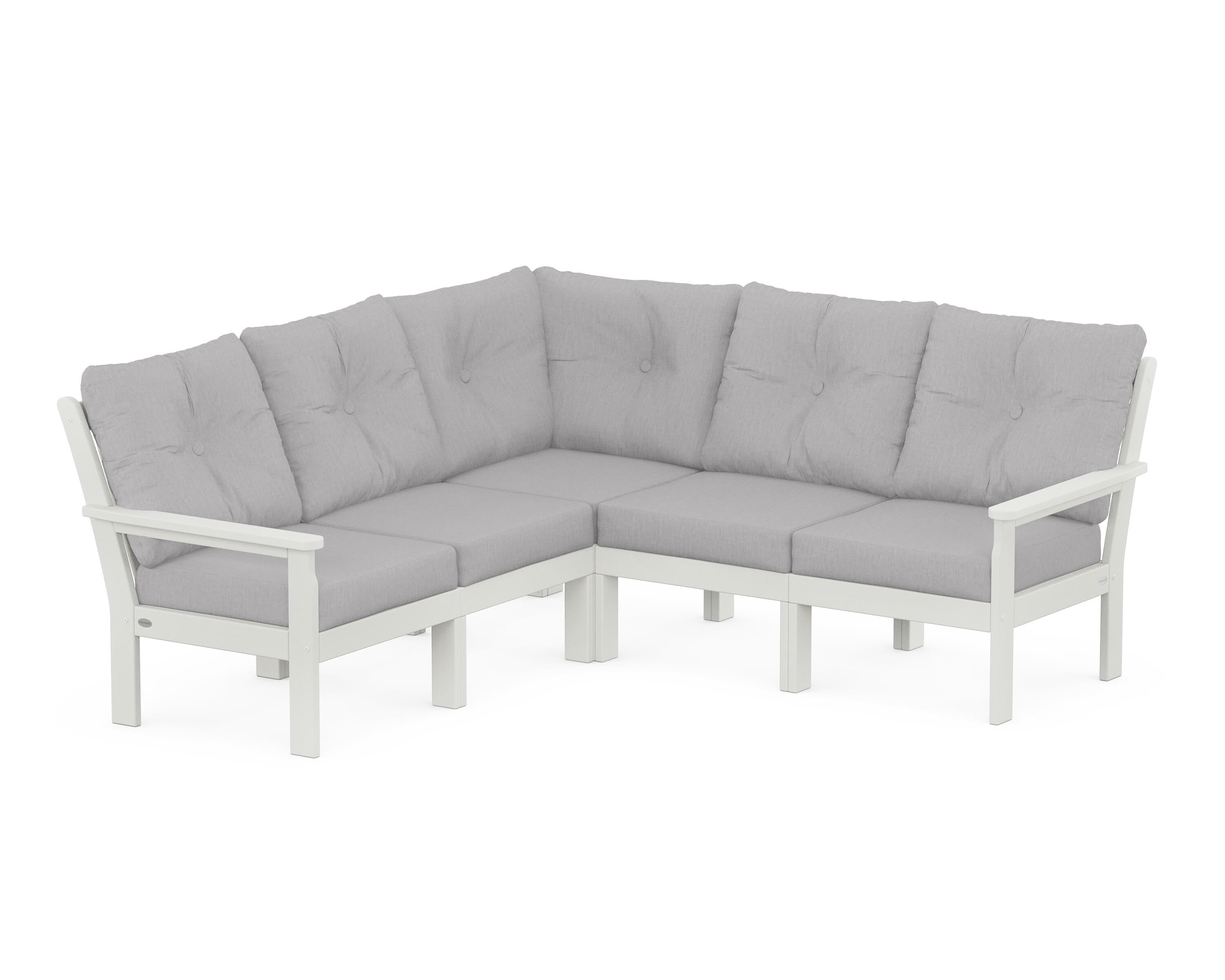 POLYWOOD® Vineyard 5-Piece Sectional in Vintage White / Granite