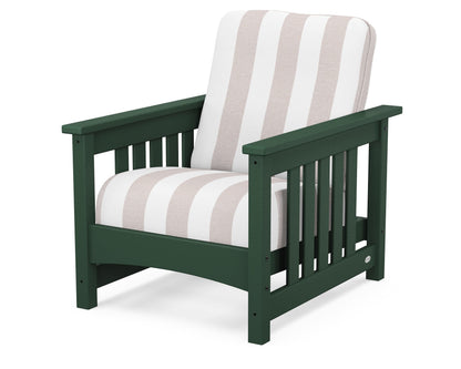 POLYWOOD® Club Mission Chair in Green / Cabana Stripe Dune Burlap