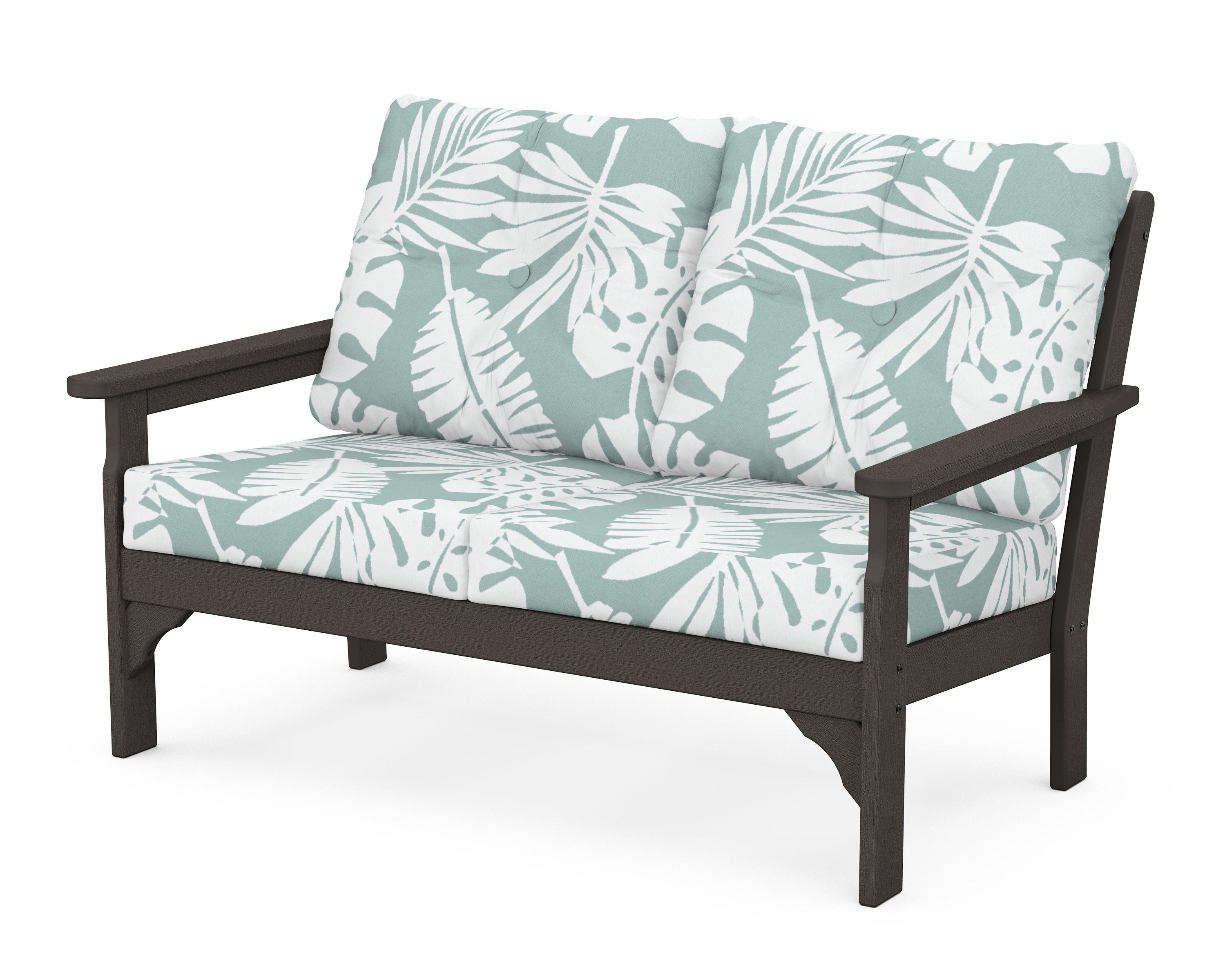 POLYWOOD® Vineyard Deep Seating Loveseat in Vintage Coffee / Leaf Glacier Spa