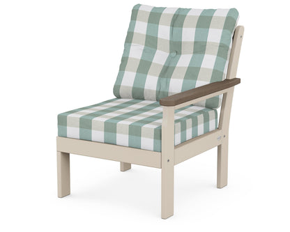 POLYWOOD® Vineyard Modular Right Arm Chair in Sand / Kona / Buffalo Plaid Glacier Spa