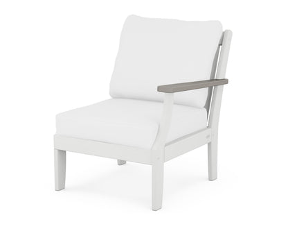 POLYWOOD® Braxton Modular Right Arm Chair in White / Driftwood / Natural