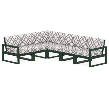 POLYWOOD® EDGE 6-Piece Modular Deep Seating Set in Green / Trellis Grey Mist