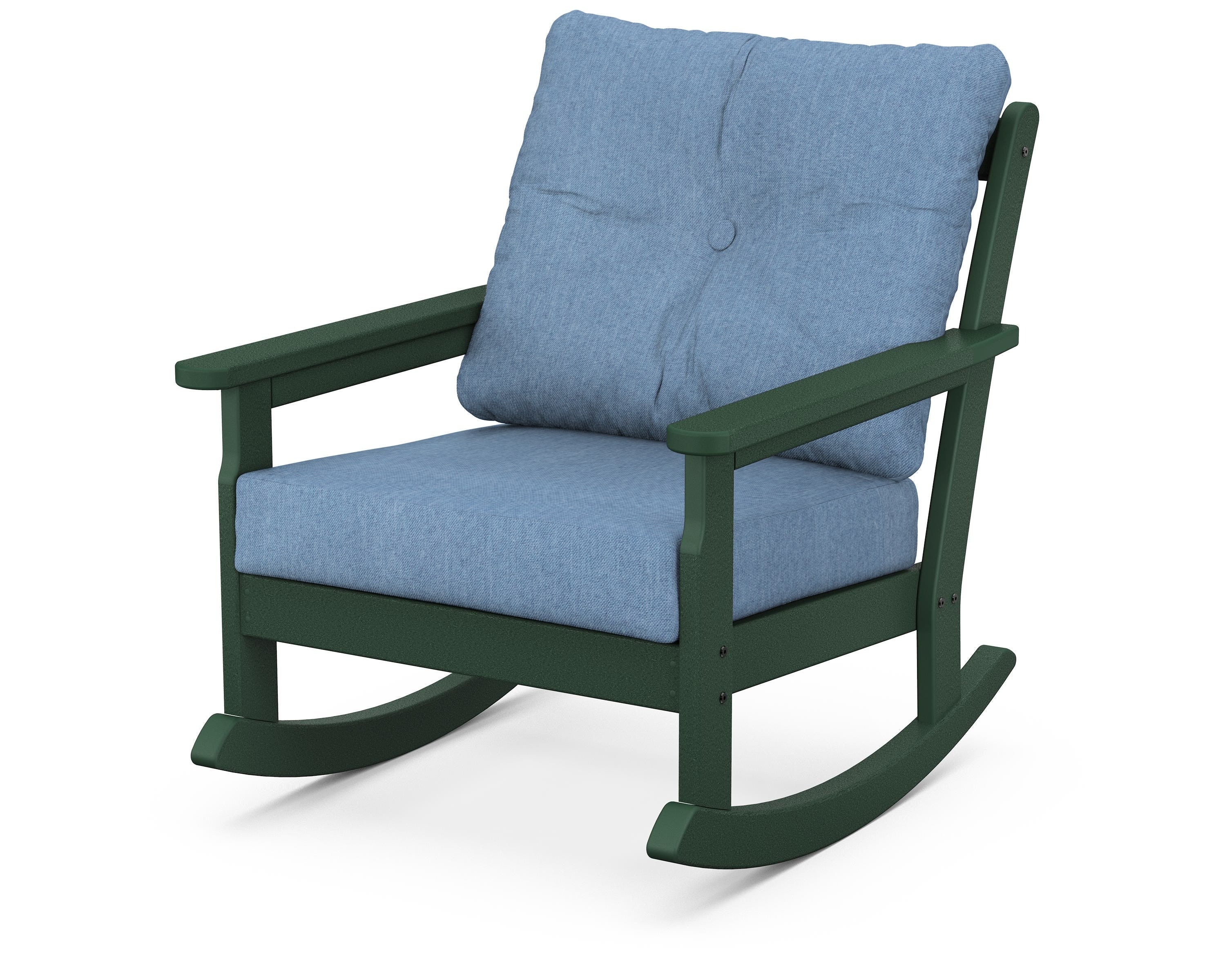 POLYWOOD® Vineyard Deep Seating Rocking Chair in Green / Sky Blue