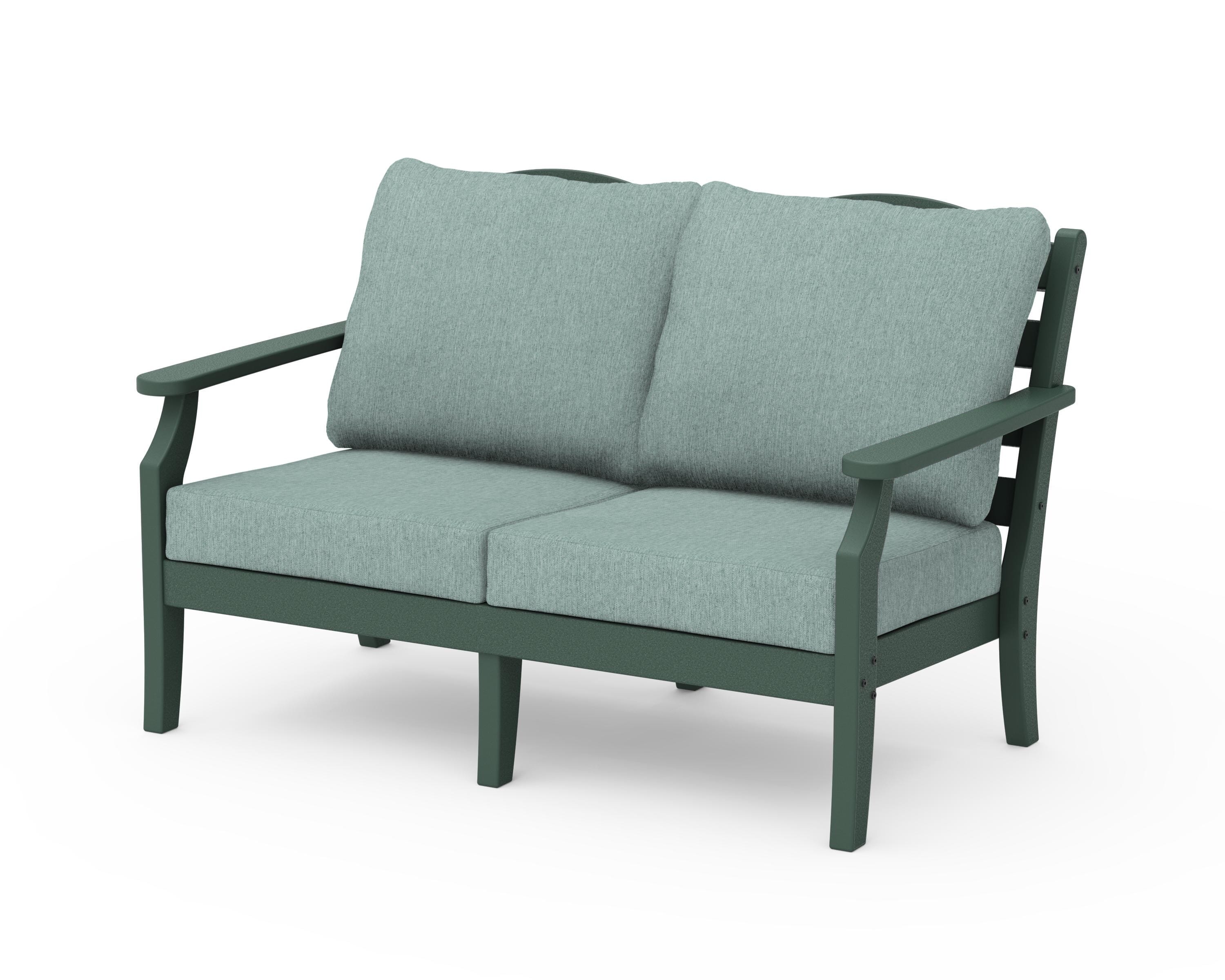 Draper James™ by  POLYWOOD® Savannah Deep Seating Loveseat in Green / Glacier Spa