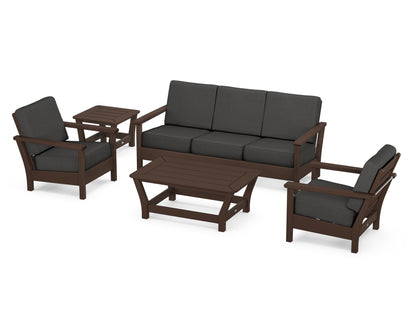 POLYWOOD® Harbour 5-Piece Deep Seating Set in Mahogany / Spectrum Carbon