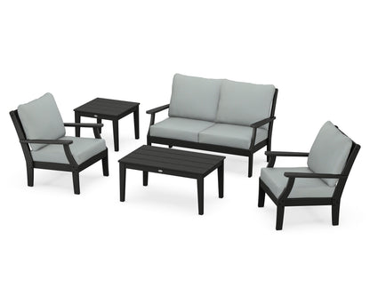 POLYWOOD® Braxton 5-Piece Deep Seating Set in Black / Spa
