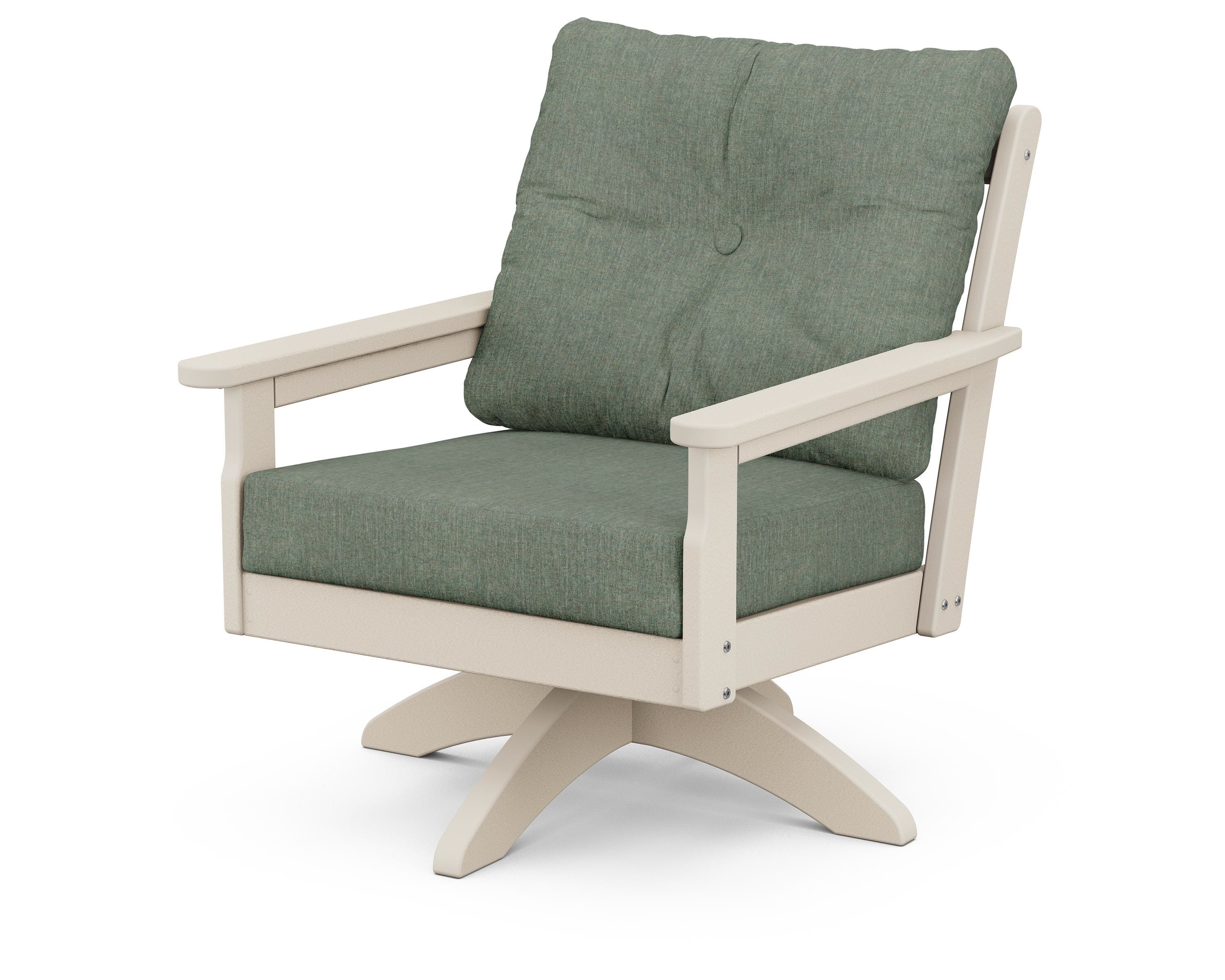 POLYWOOD® Vineyard Deep Seating Swivel Chair in Sand / Cast Sage