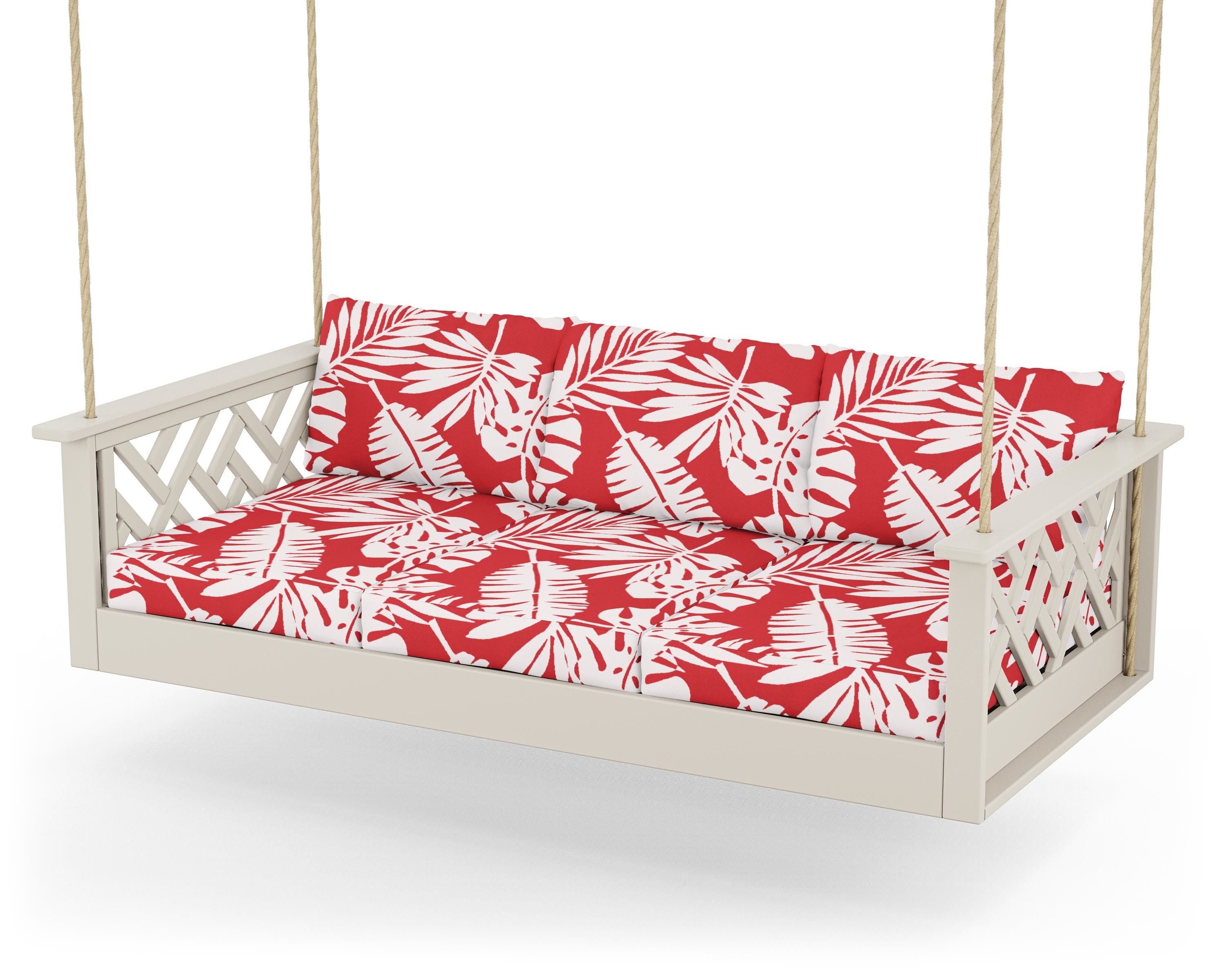 POLYWOOD® Chippendale Daybed Swing in Sand / Leaf Crimson