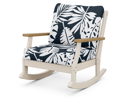 POLYWOOD® Braxton Deep Seating Rocking Chair in Sand / Natural / Leaf Marine Indigo
