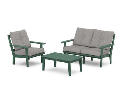 POLYWOOD® Prairie 3-Piece Deep Seating Set with Loveseat in Green / Grey Mist