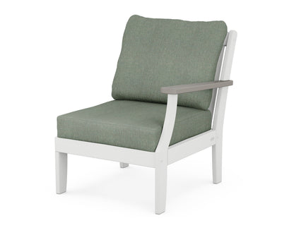 POLYWOOD® Braxton Modular Right Arm Chair in White / Driftwood / Cast Sage