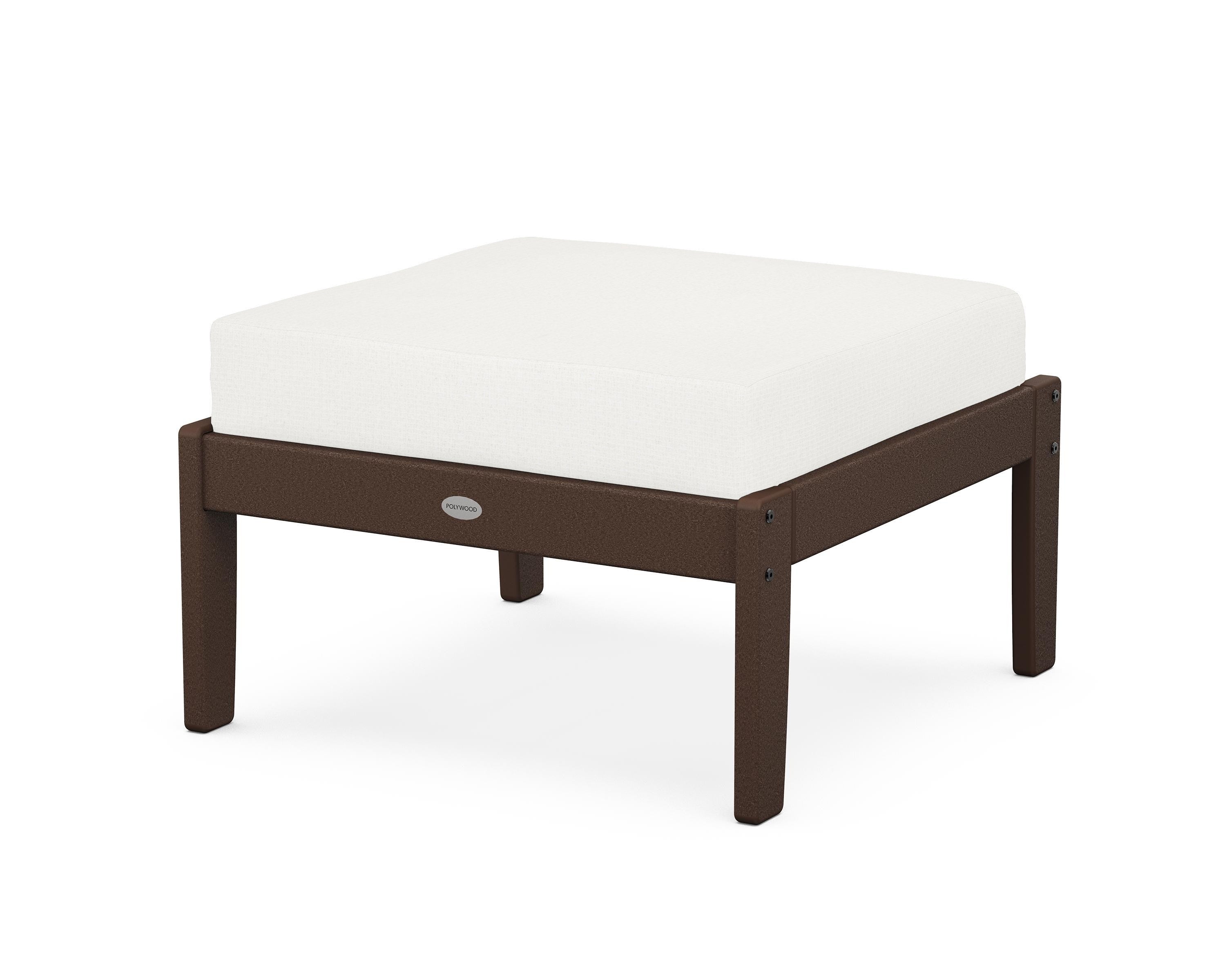 POLYWOOD® Braxton Deep Seating Ottoman in Mahogany / Natural Linen