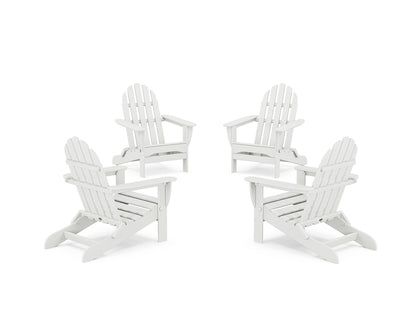 POLYWOOD® 4-Piece Classic Folding Adirondack Conversation Set in White
