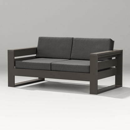PW Designer Series Latitude Loveseat in Vintage Coffee / Spectrum Carbon