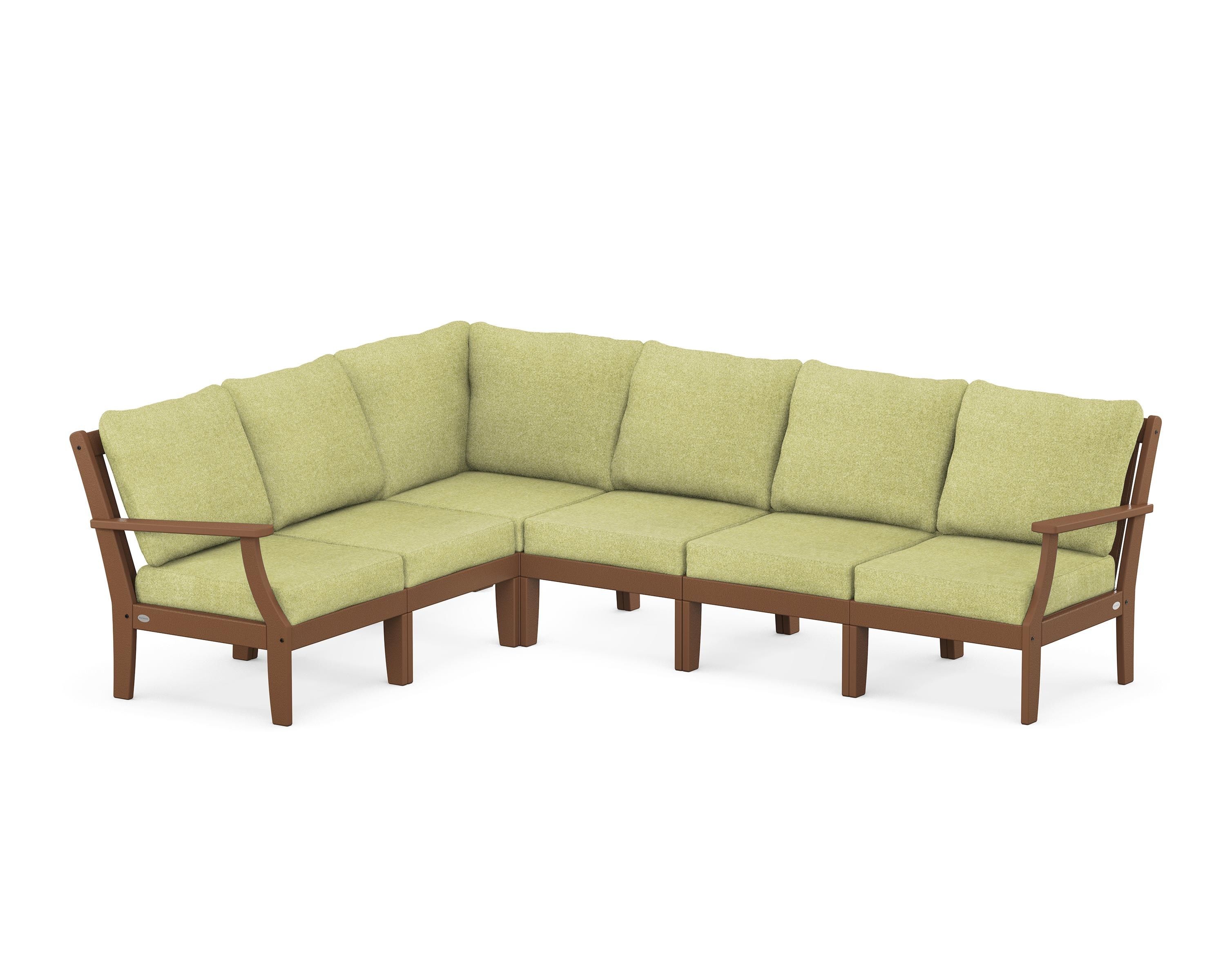 POLYWOOD® Braxton Modular 6-Piece Deep Seating Set in Teak / Chartreuse Boucle