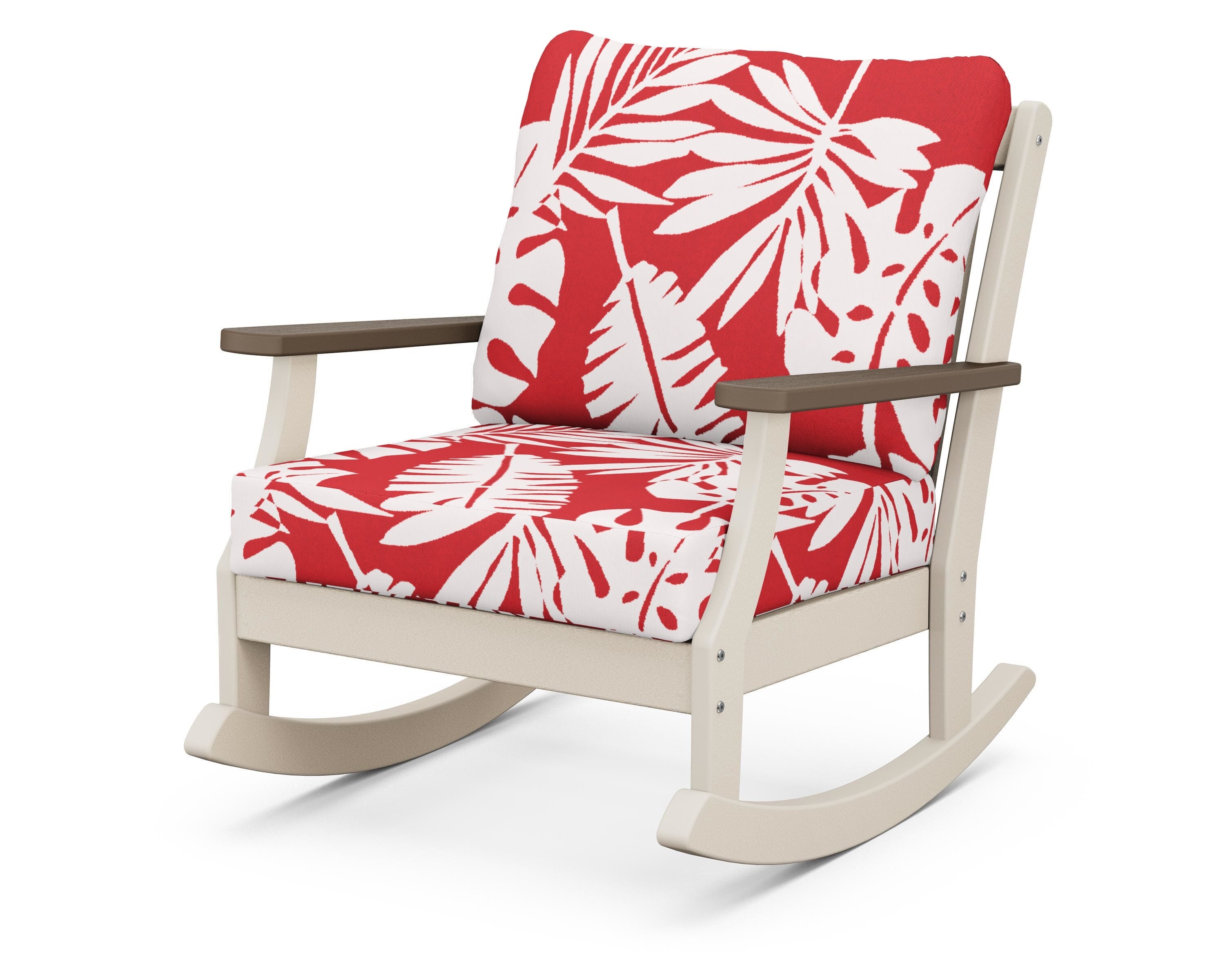 POLYWOOD® Braxton Deep Seating Rocking Chair in Sand / Kona / Leaf Crimson
