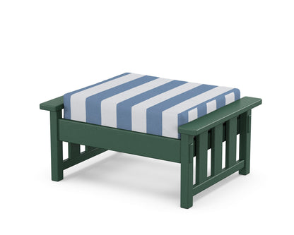 Martha Stewart by POLYWOOD® Acadia Deep Seating Ottoman in Green / Cabana Stripe Sky Blue