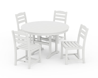 POLYWOOD® La Casa Café Side Chair 5-Piece Round Farmhouse Dining Set in White