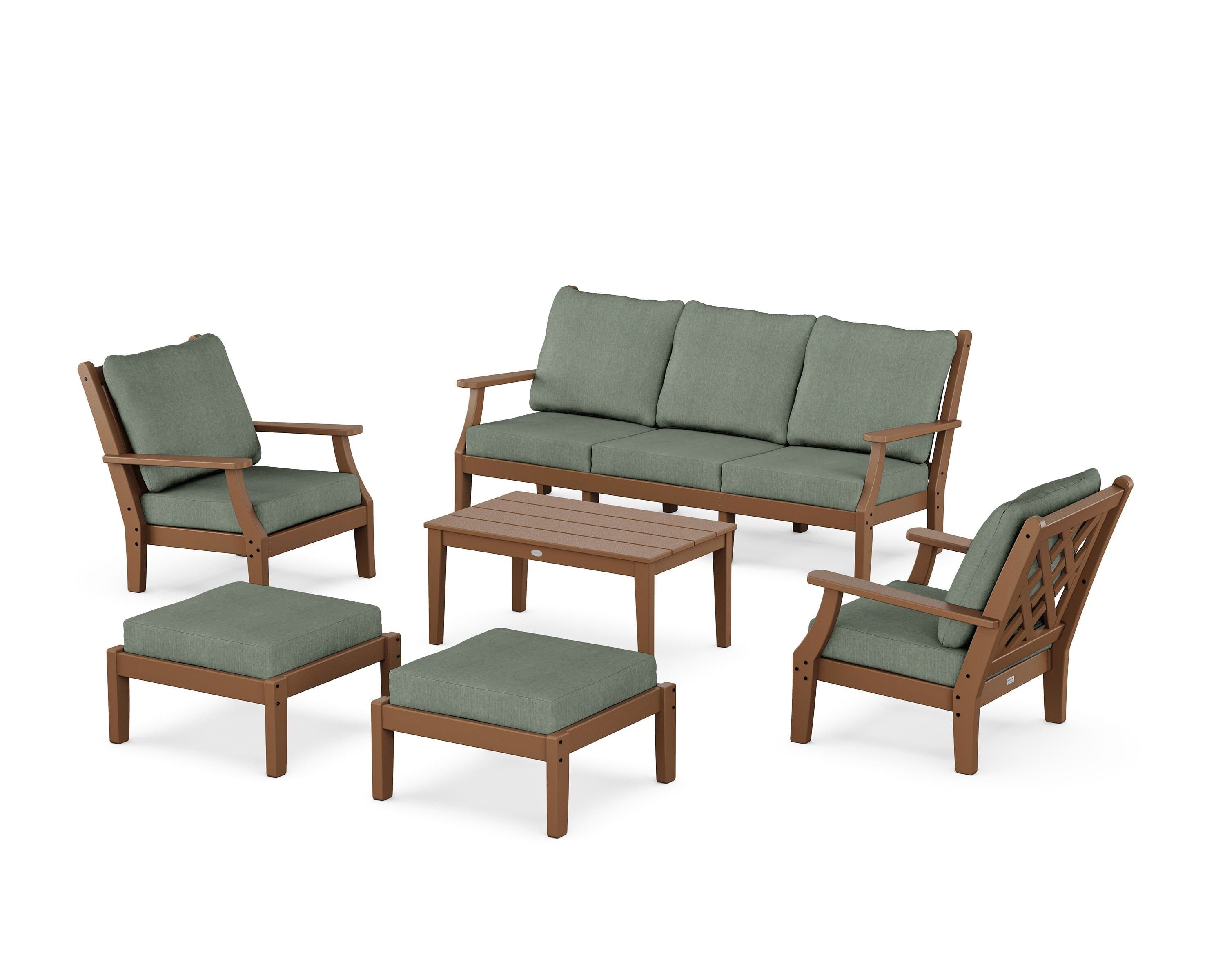 Country Living Wovendale 6-Piece Lounge Sofa Set in Teak / Cast Sage