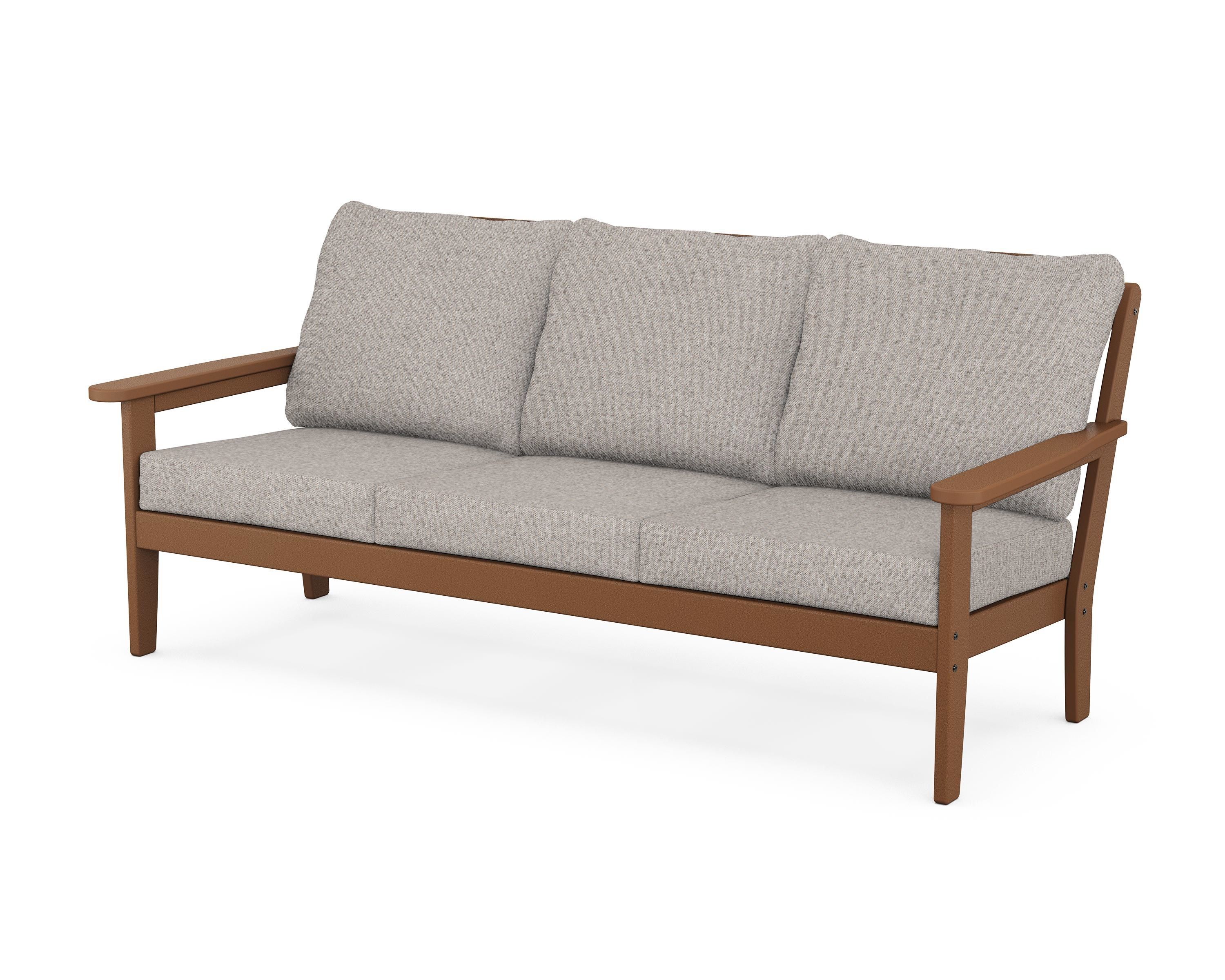 Country Living Cottage Deep Seating Sofa in Teak / Weathered Tweed