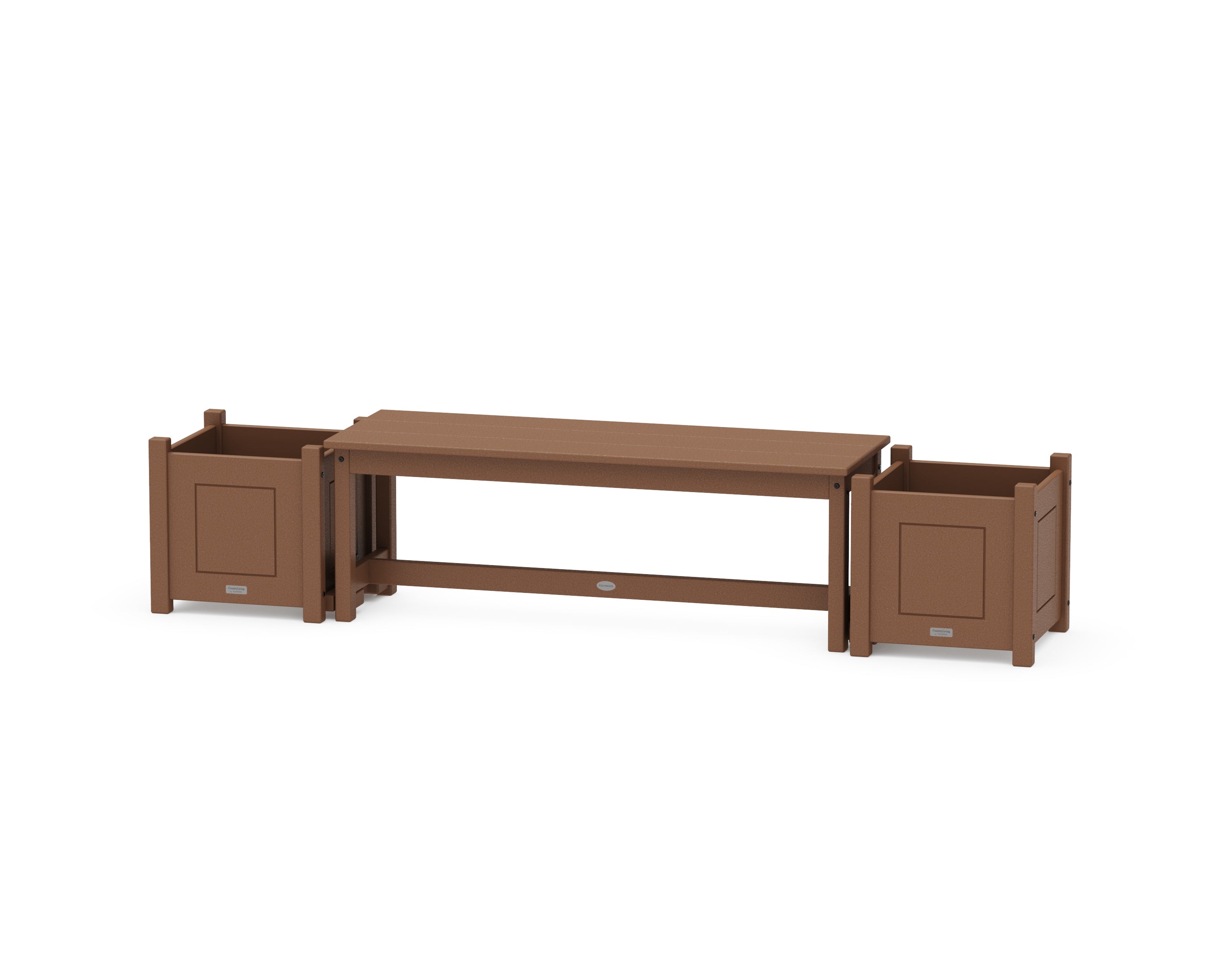 POLYWOOD® 48" Country Living Straight Planter Bench Set in Teak