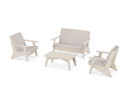 POLYWOOD® Riviera Modern Lounge 4-Piece Set in Sand / Dune Burlap