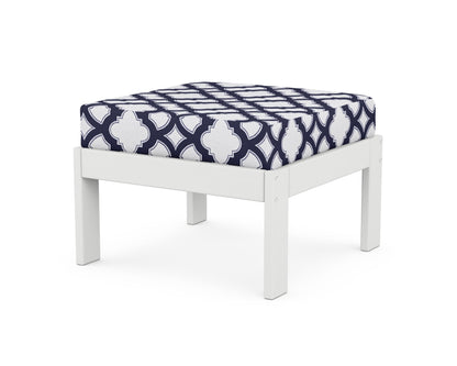 POLYWOOD® Vineyard Modular Ottoman in White / Trellis Navy