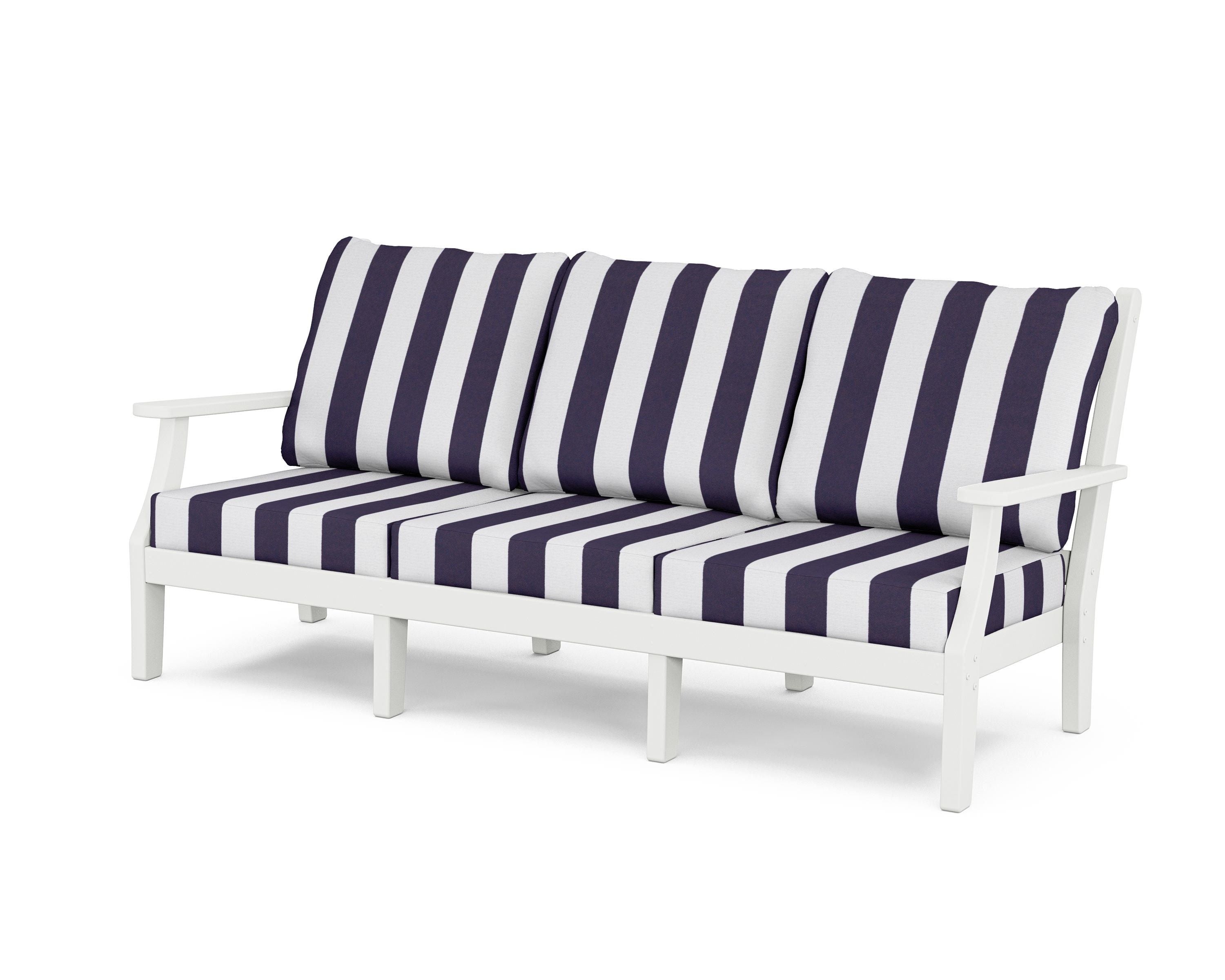 Country Living Wovendale Deep Seating Sofa in White / Cabana Stripe Navy