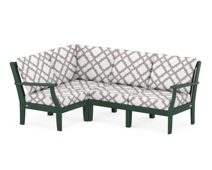 POLYWOOD® Braxton Modular 4-Piece Deep Seating Set in Green / Trellis Grey Mist