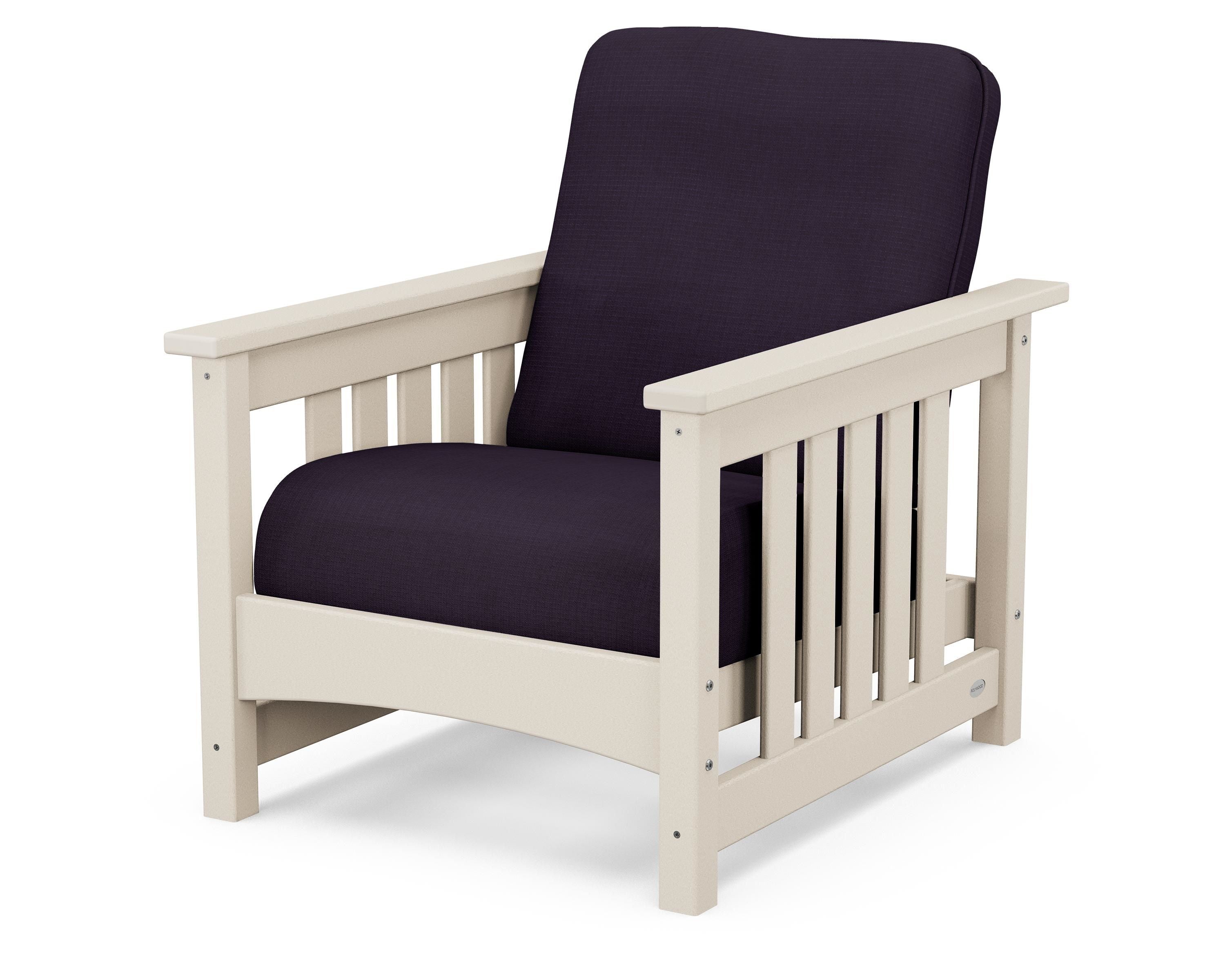 POLYWOOD® Club Mission Chair in Sand / Navy Linen