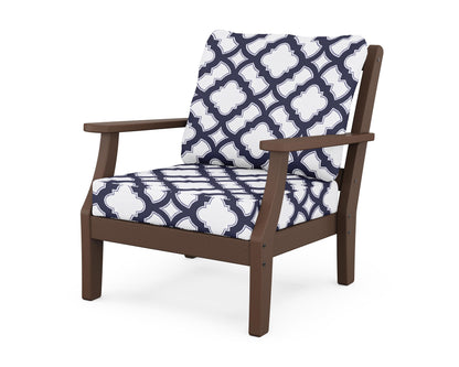 Martha Stewart by POLYWOOD® Chinoiserie Deep Seating Chair in Mahogany / Trellis Navy