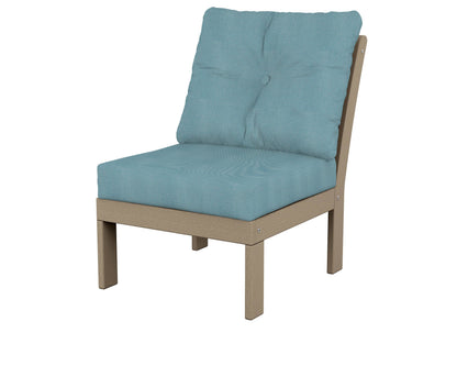POLYWOOD® Vineyard Modular Armless Chair in Vintage Sahara / Lattice Sky Blue