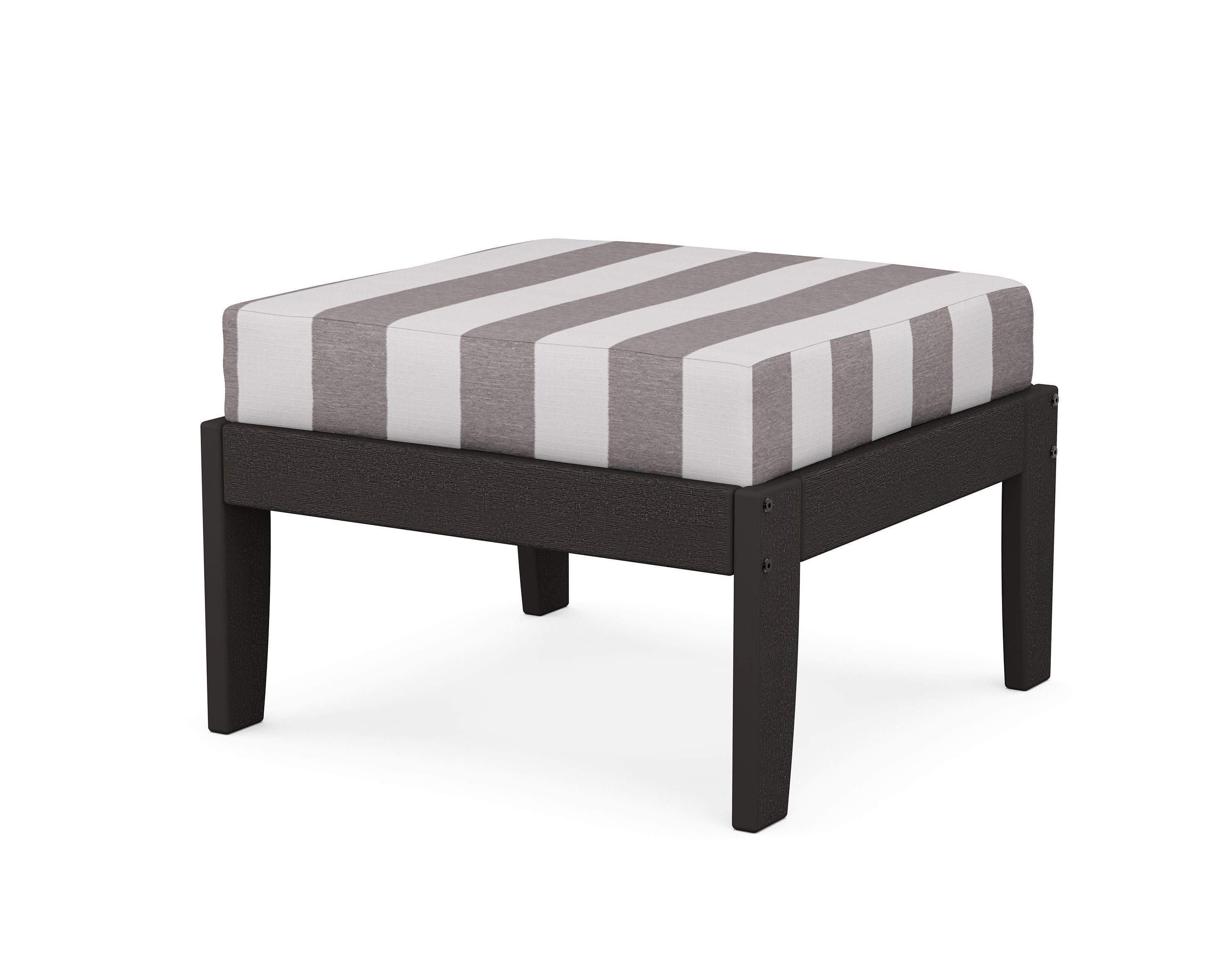Unbranded Modular Ottoman - Classic in Vintage Coffee / Cabana Stripe Grey Mist