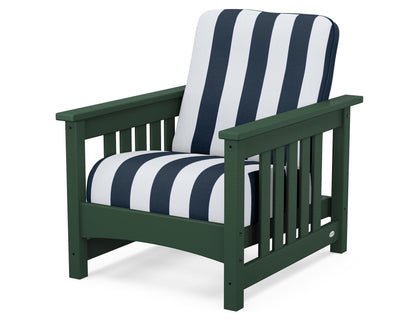 POLYWOOD® Club Mission Chair in Green / Cabana Stripe Marine Indigo