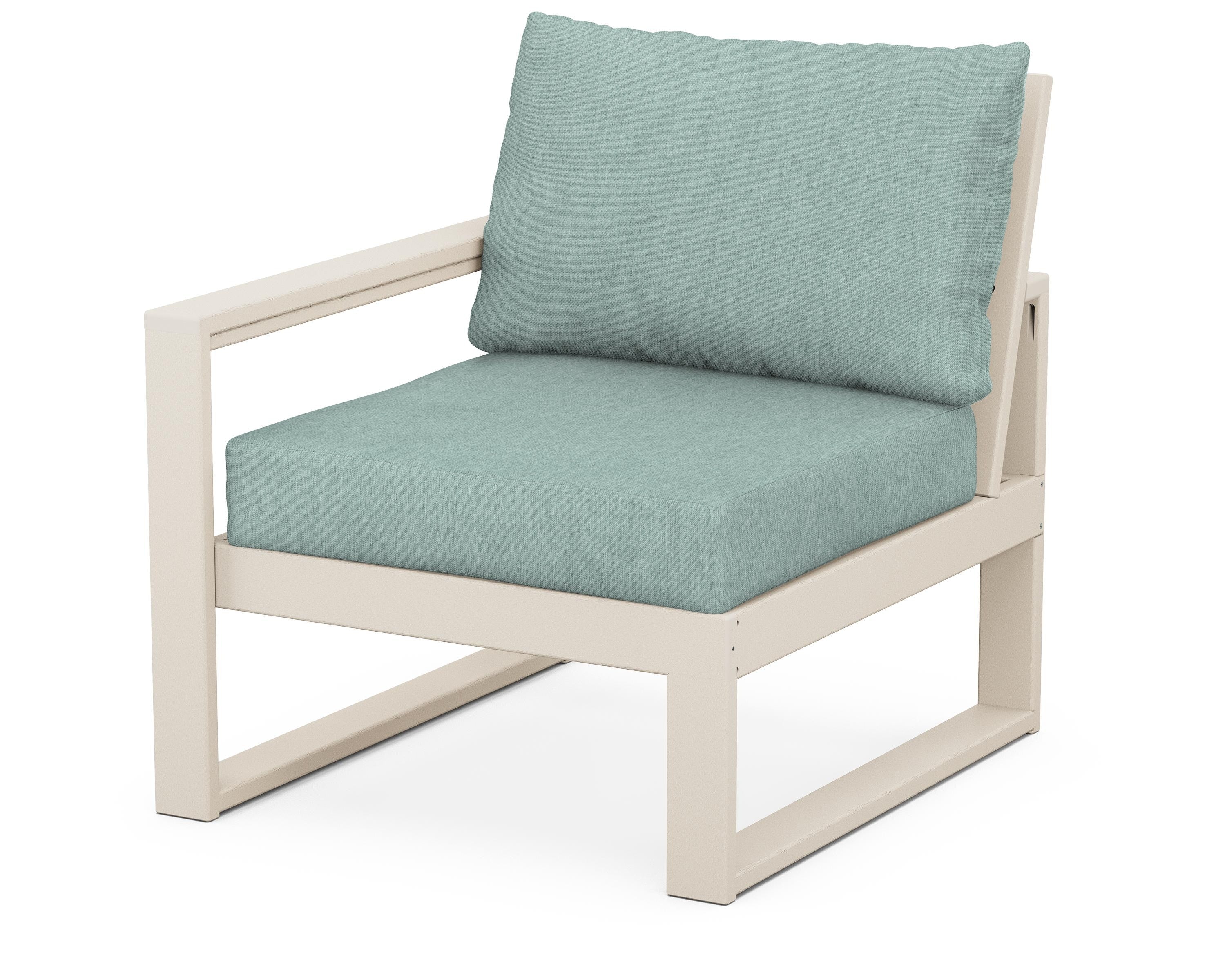 POLYWOOD® EDGE Modular Left Arm Chair in Sand / Glacier Spa