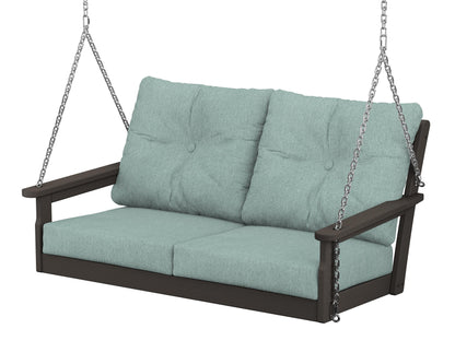 POLYWOOD® Vineyard Deep Seating Swing in Vintage Coffee / Glacier Spa