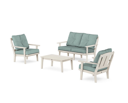 POLYWOOD® Mission 4-Piece Deep Seating Set with Loveseat in Sand / Glacier Spa
