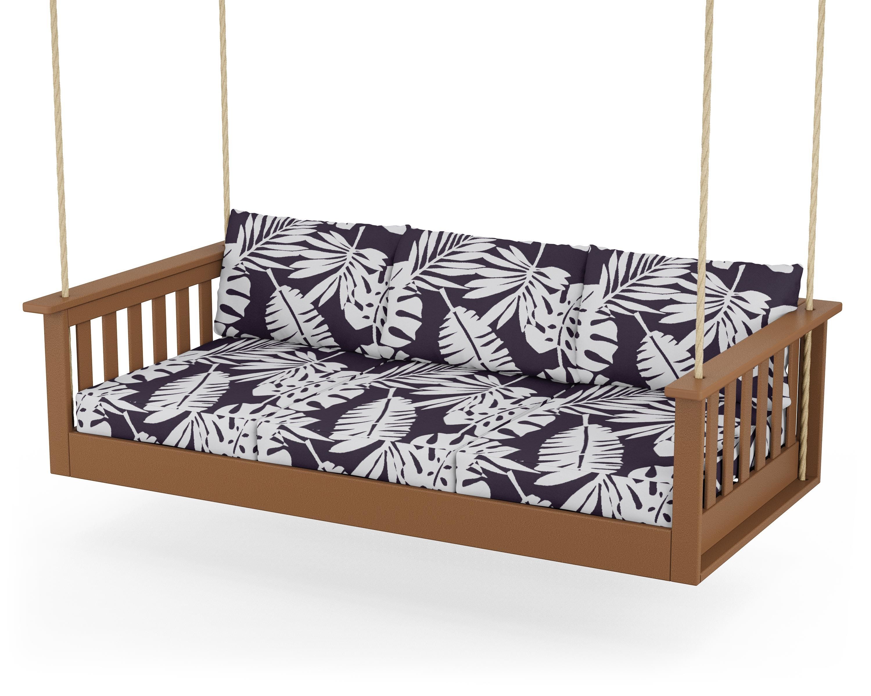 POLYWOOD® Vineyard Daybed Swing in Teak / Leaf Navy