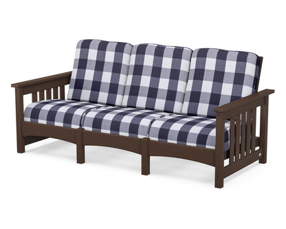 POLYWOOD® Club Mission Sofa in Mahogany / Buffalo Plaid Navy