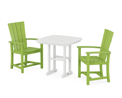 POLYWOOD® Quattro 3-Piece Dining Set in Lime / White