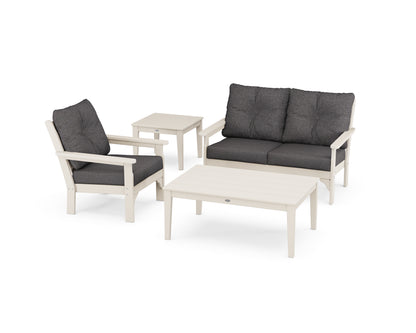 POLYWOOD® Vineyard 4-Piece Deep Seating Set in Sand / Ash Charcoal