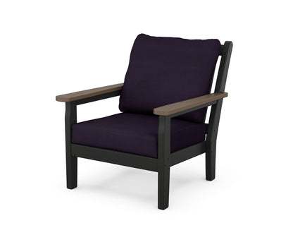 POLYWOOD® Chippendale Deep Seating Chair in Black / Kona / Navy Linen